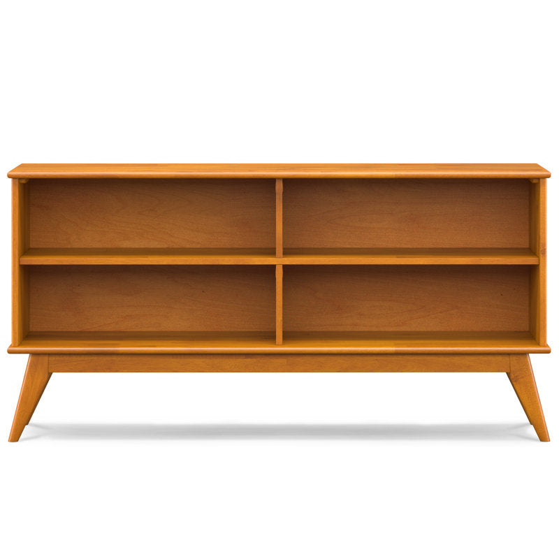 Draper - Solid Wood Low Bookshelf Mid-Century Modern Media Console