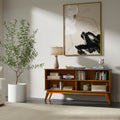 Draper - Solid Wood Low Bookshelf Mid-Century Modern Media Console