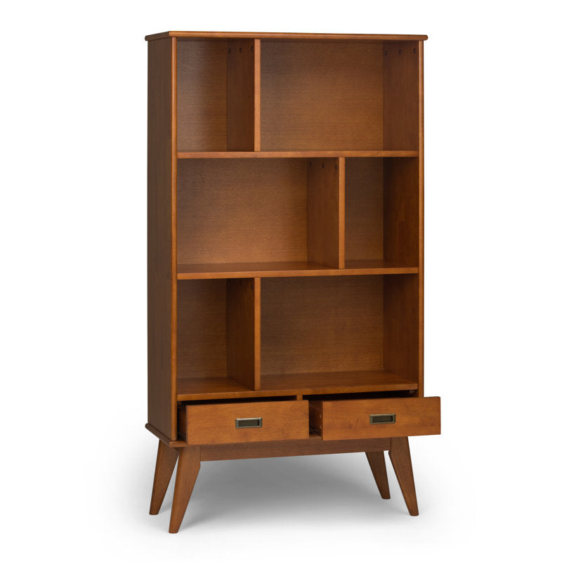 Draper - Solid Wood Mid-Century Modern Wide Bookshelf for Home Office