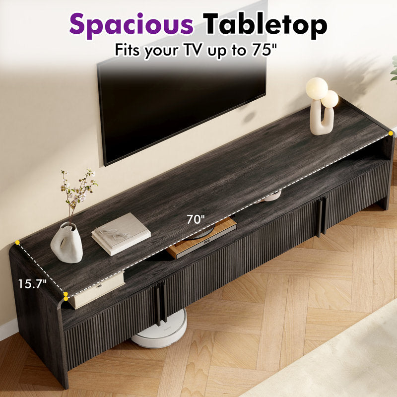 Dulane - 70" Modern Farmhouse TV Stand for TVs up to 75" - Black