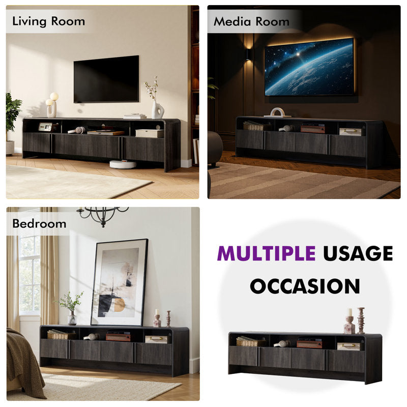Dulane - 70" Modern Farmhouse TV Stand for TVs up to 75" - Black