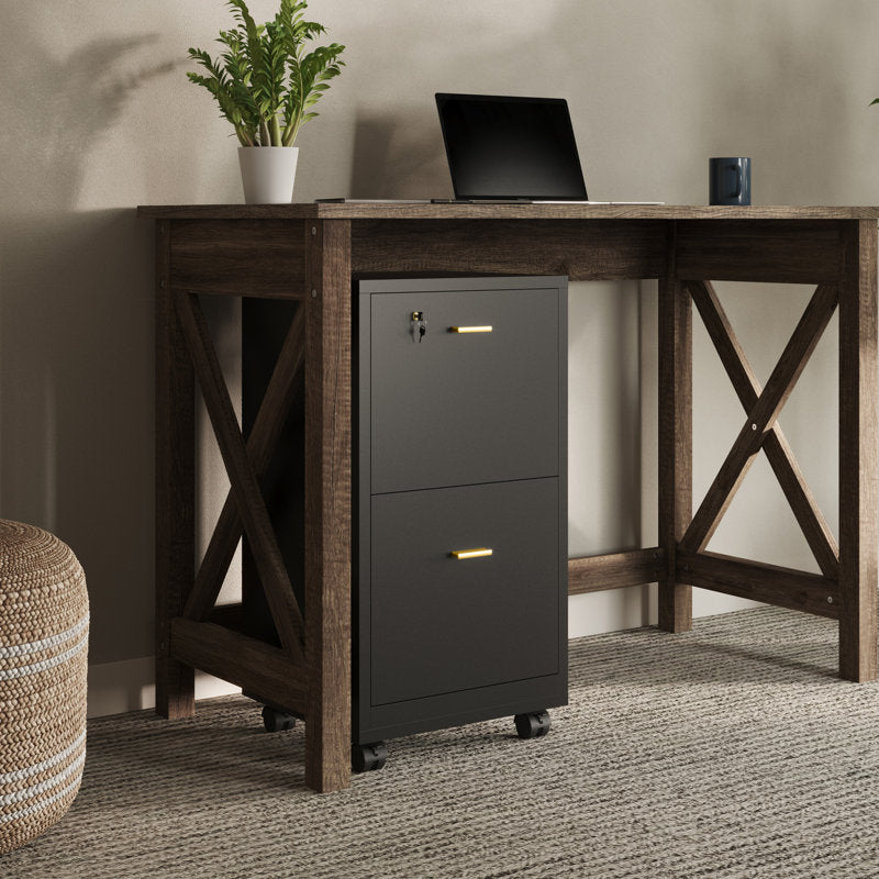 Ebern Designs - 2 Drawer Wood Rolling File Cabinet with Lock