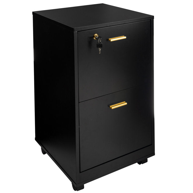 Ebern Designs - 2 Drawer Wood Rolling File Cabinet with Lock