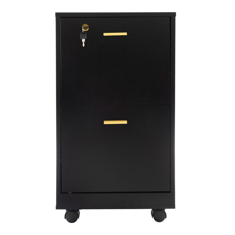 Ebern Designs - 2 Drawer Wood Rolling File Cabinet with Lock