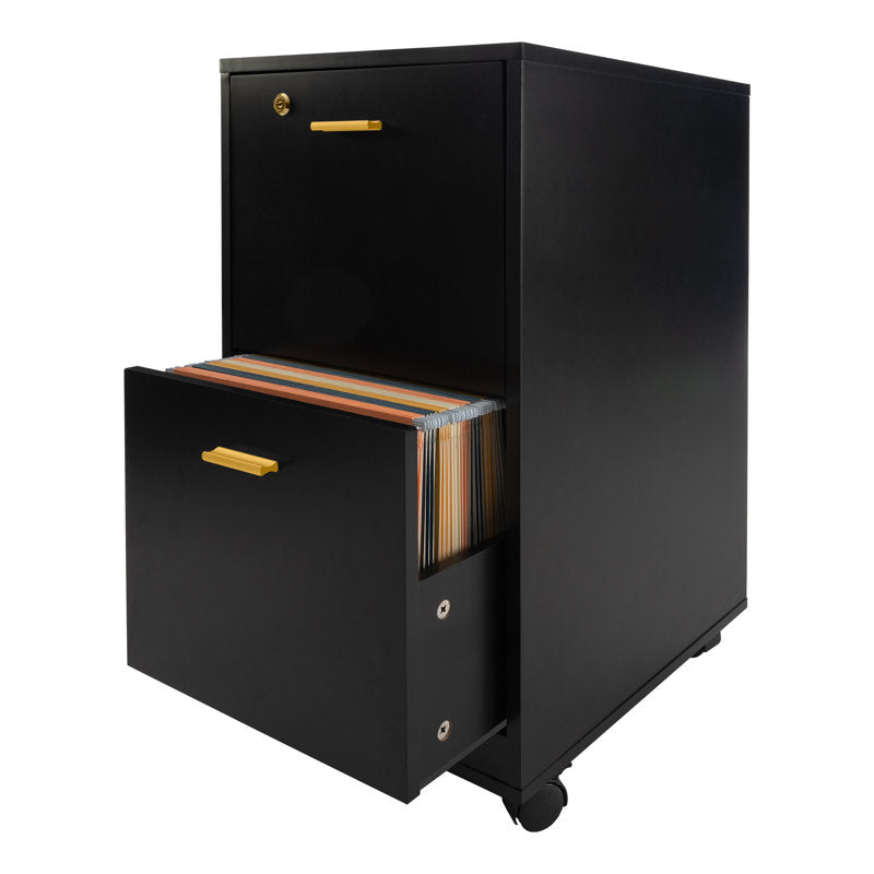 Ebern Designs - 2 Drawer Wood Rolling File Cabinet with Lock