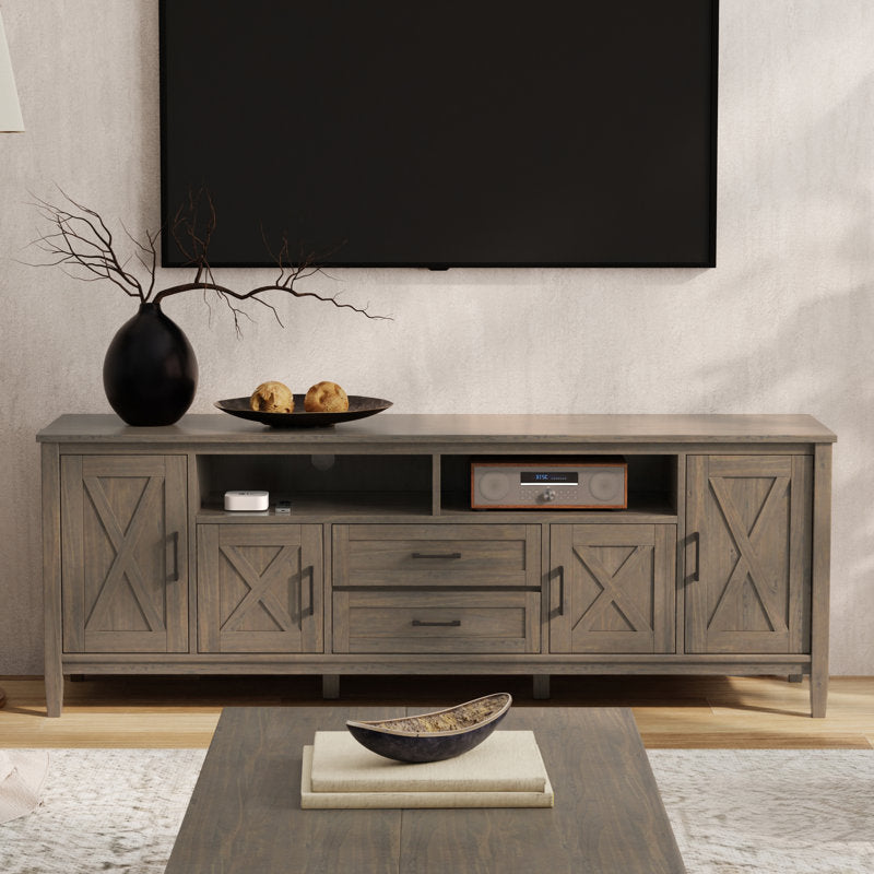 Ela - 72" Solid Wood TV Stand Transitional Media Console for 80" TVs