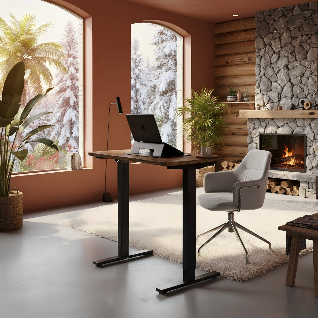 ApexLift - Electric Standing Desk Steel & Walnut Home Office