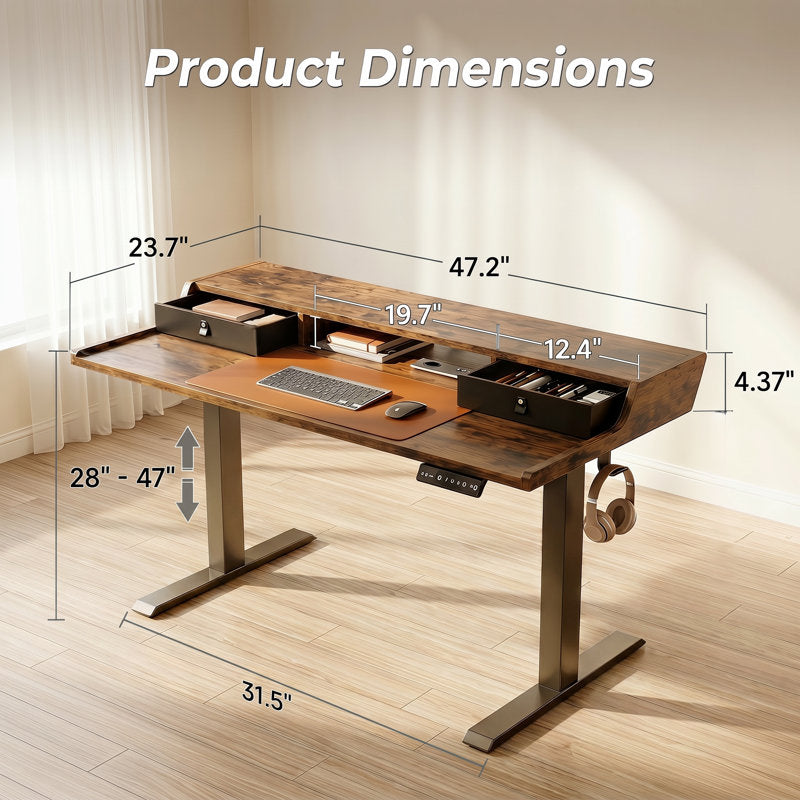 Apex Lift - Electric Standing Desk with Monitor Shelf & Drawer