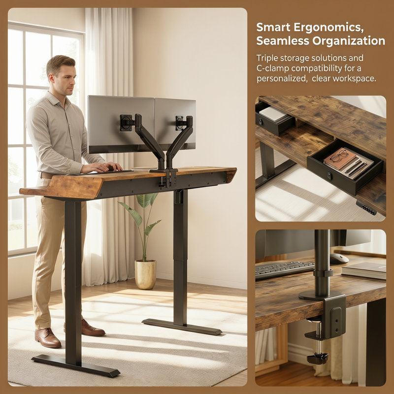 Apex Lift - Electric Standing Desk with Monitor Shelf & Drawer
