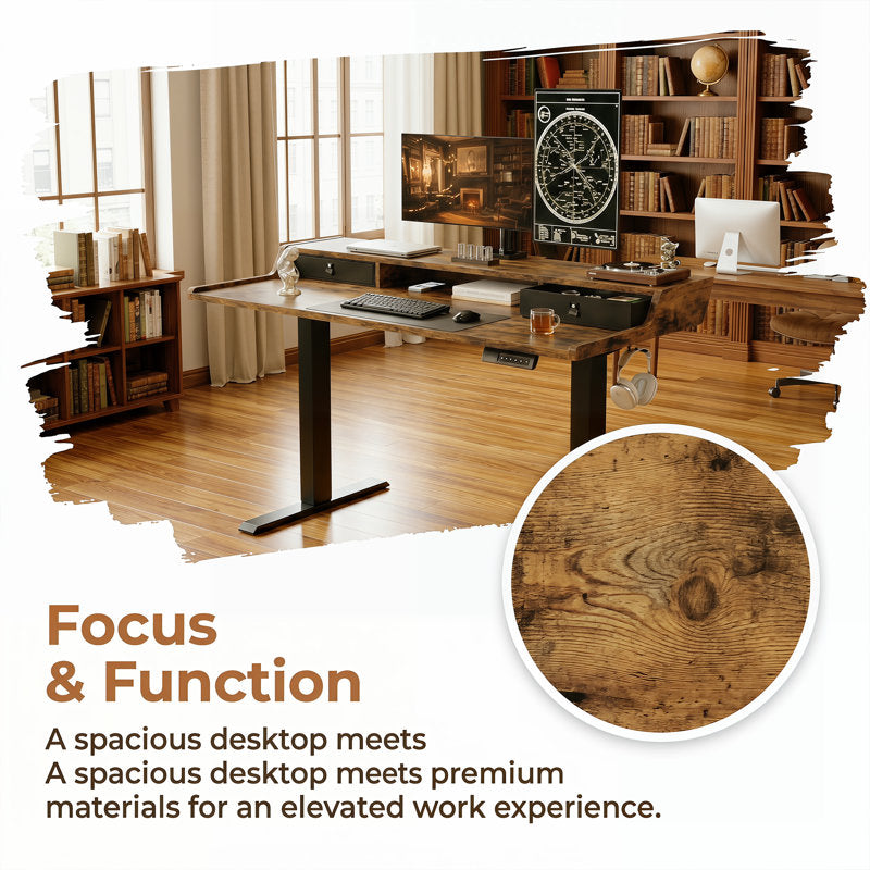 Apex Lift - Electric Standing Desk with Monitor Shelf & Drawer