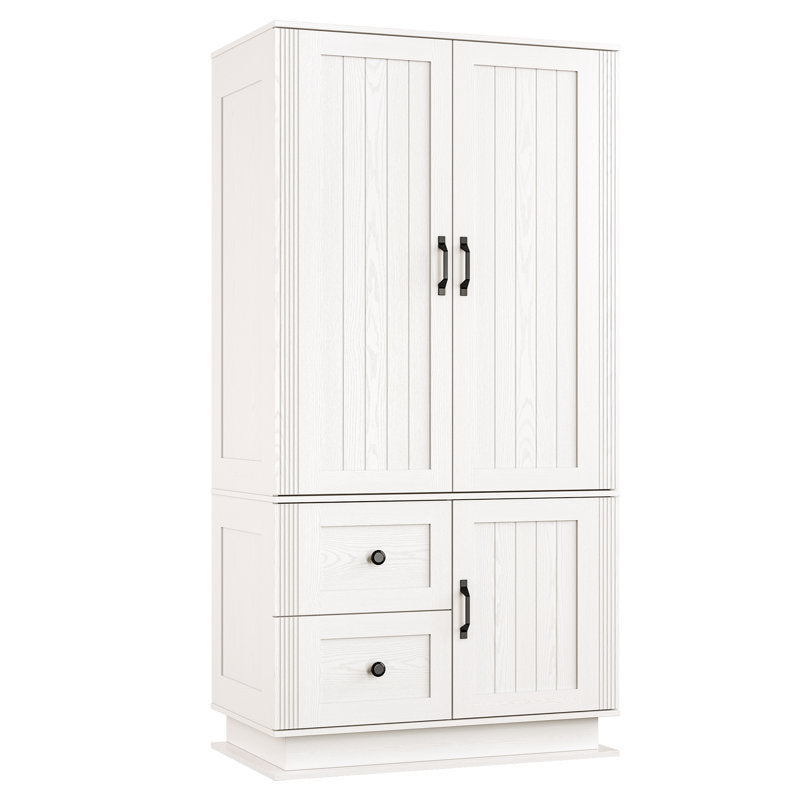 Elara Farmhouse Wardrobe - 70" LED Armoire Closet for Bedroom