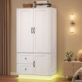 Elara Farmhouse Wardrobe - 70" LED Armoire Closet for Bedroom