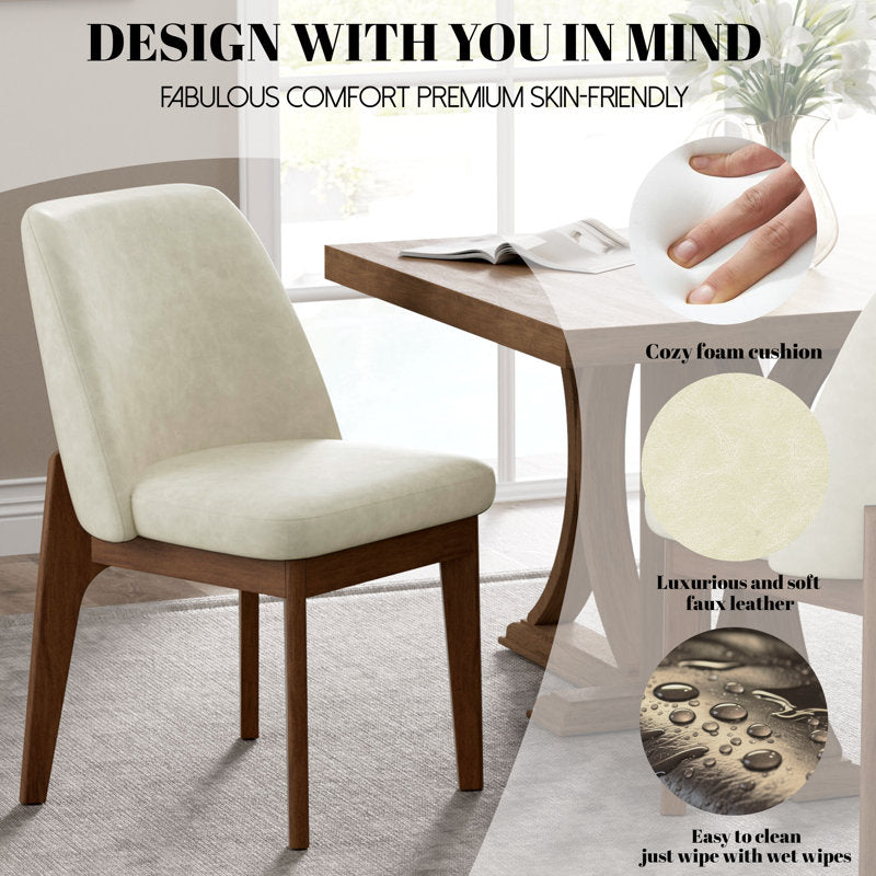 LuxeSuede - Faux Leather Dining Chairs Solid Wood Kitchen Seating
