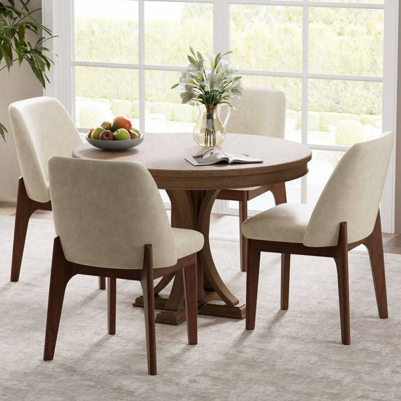 LuxeSuede - Faux Leather Dining Chairs Solid Wood Kitchen Seating