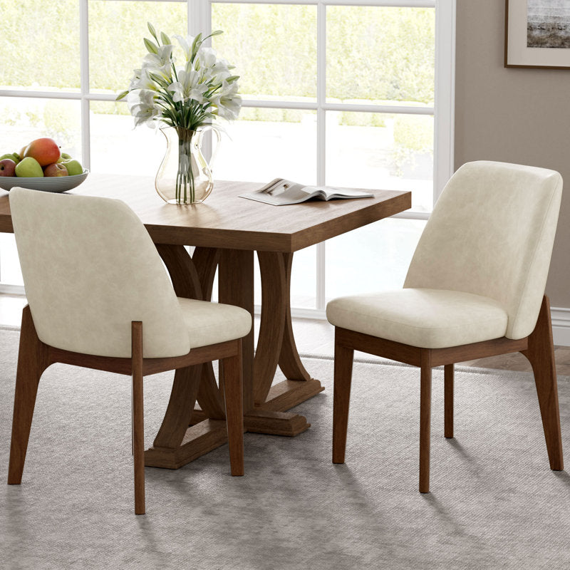 LuxeSuede - Faux Leather Dining Chairs Solid Wood Kitchen Seating
