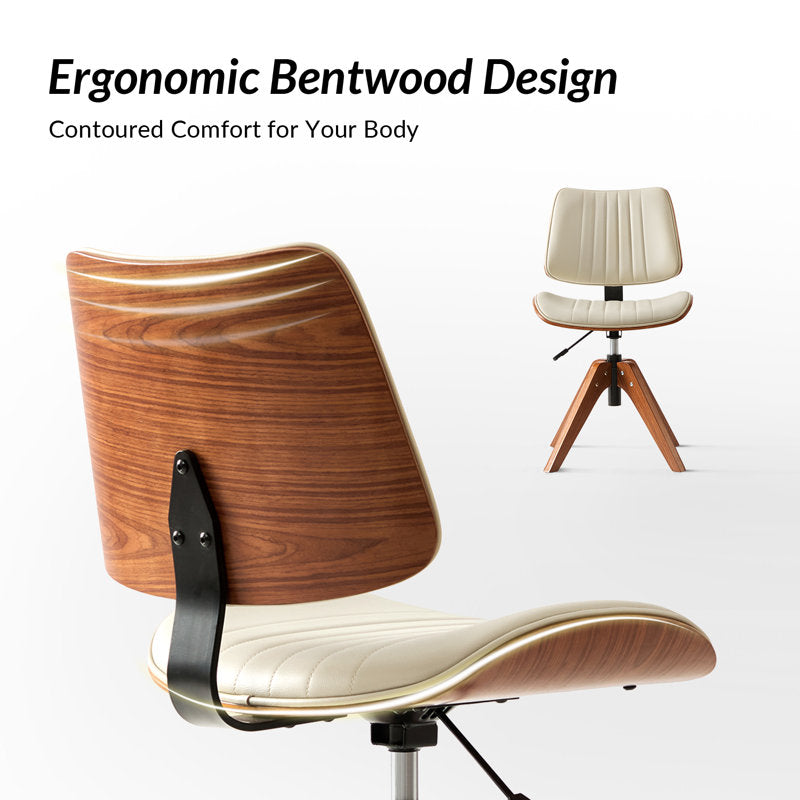 Moderna - Swivel Office Chair Mid-Century Faux Leather Desk Chair