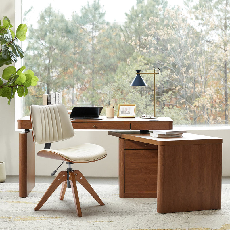 Moderna - Swivel Office Chair Mid-Century Faux Leather Desk Chair