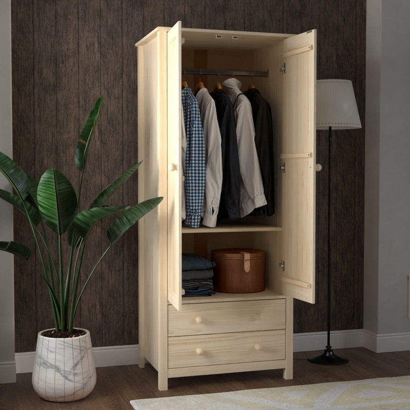 From the Tree - 2-Door Wardrobe Armoire Solid Pine Bedroom Storage