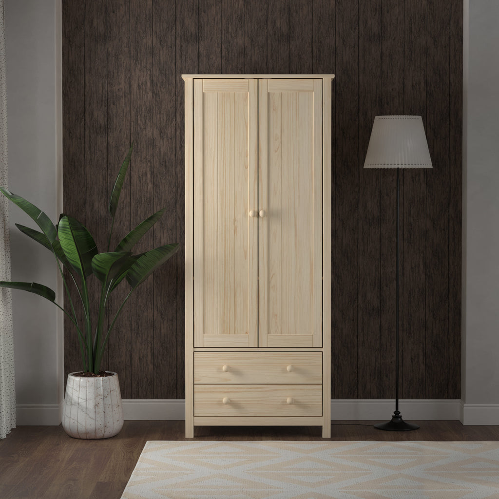 From the Tree - 2-Door Wardrobe Armoire Solid Pine Bedroom Storage
