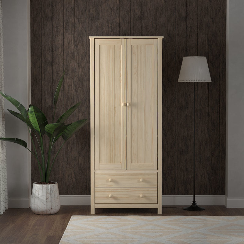 From the Tree - 2-Door Wardrobe Armoire Solid Pine Bedroom Storage