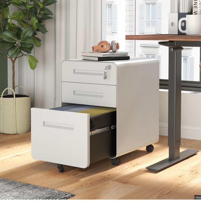 Titan - 3-Drawer Mobile Metal Filing Cabinet with Lock for Office