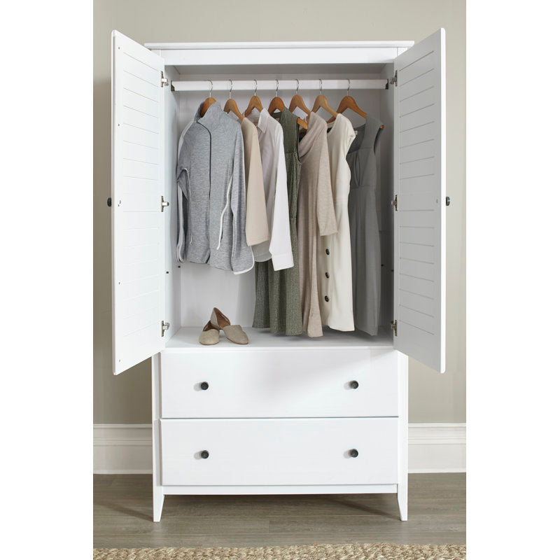 Greenport - Solid Wood Armoire Coastal Wardrobe for Bedroom Storage