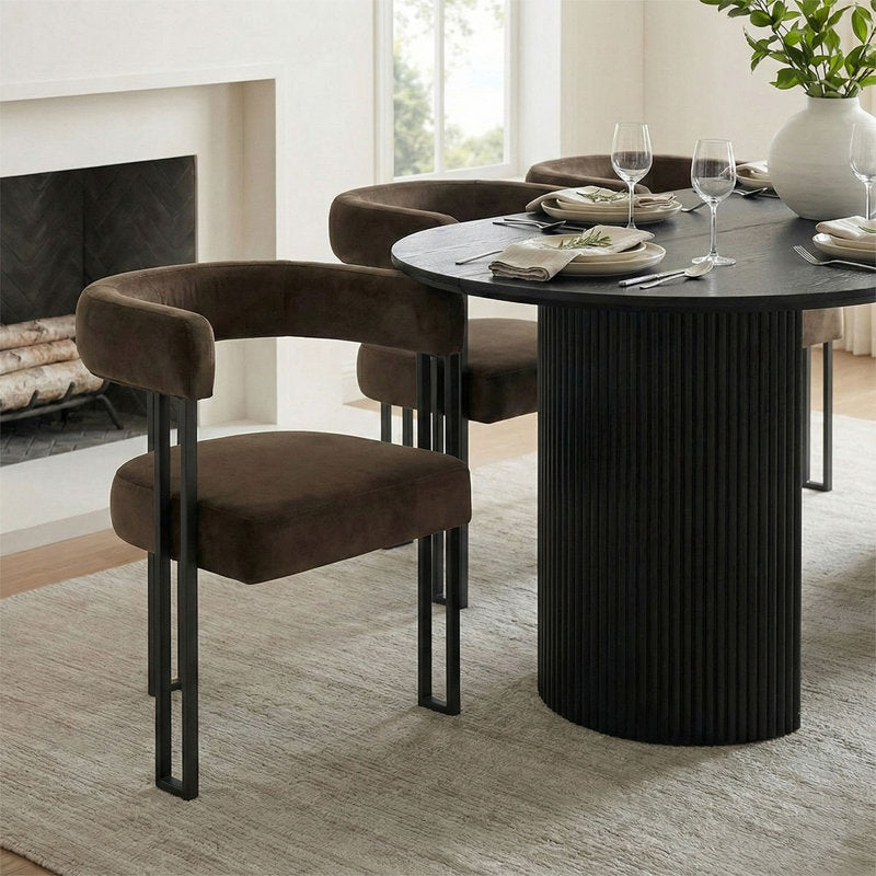 Hikeem - Velvet Upholstered Dining Armchair Set of 2 - Modern Kitchen
