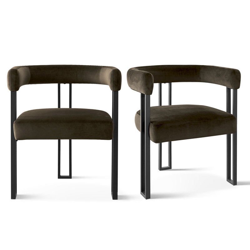 Hikeem - Velvet Upholstered Dining Armchair Set of 2 - Modern Kitchen