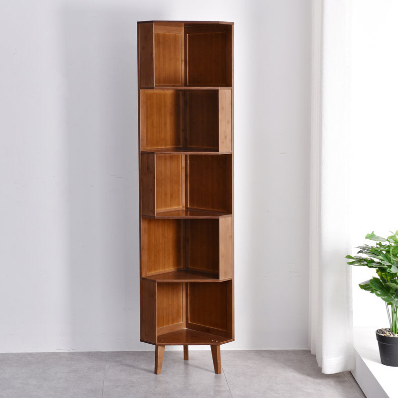 Ilana - 5-Tier Bamboo Corner Bookcase & Storage Rack for Small Spaces