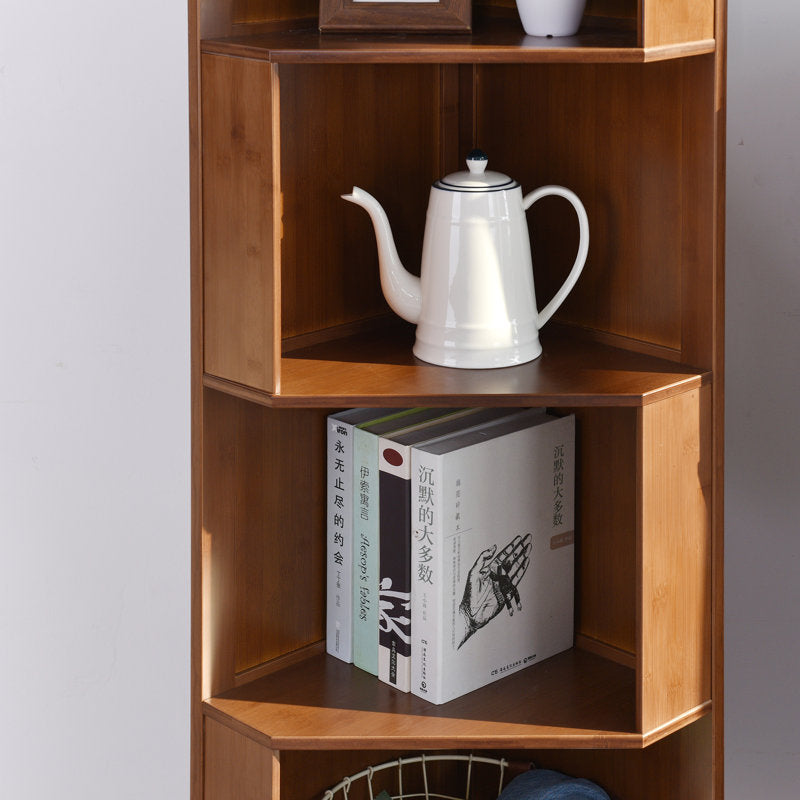Ilana - 5-Tier Bamboo Corner Bookcase & Storage Rack for Small Spaces