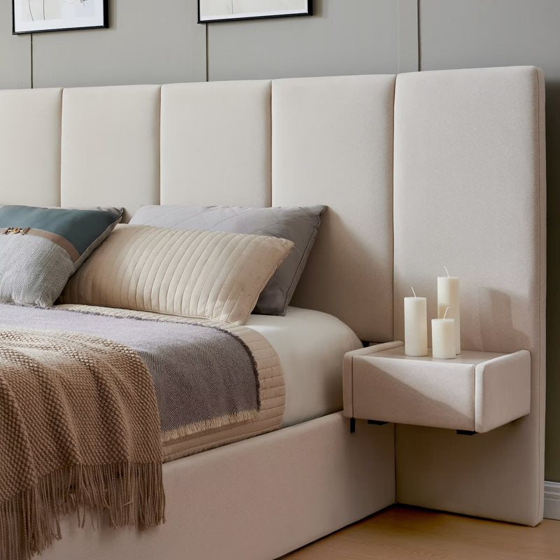 Iokaste - Velvet Gas Lift Storage Bed Frame with Nightstands
