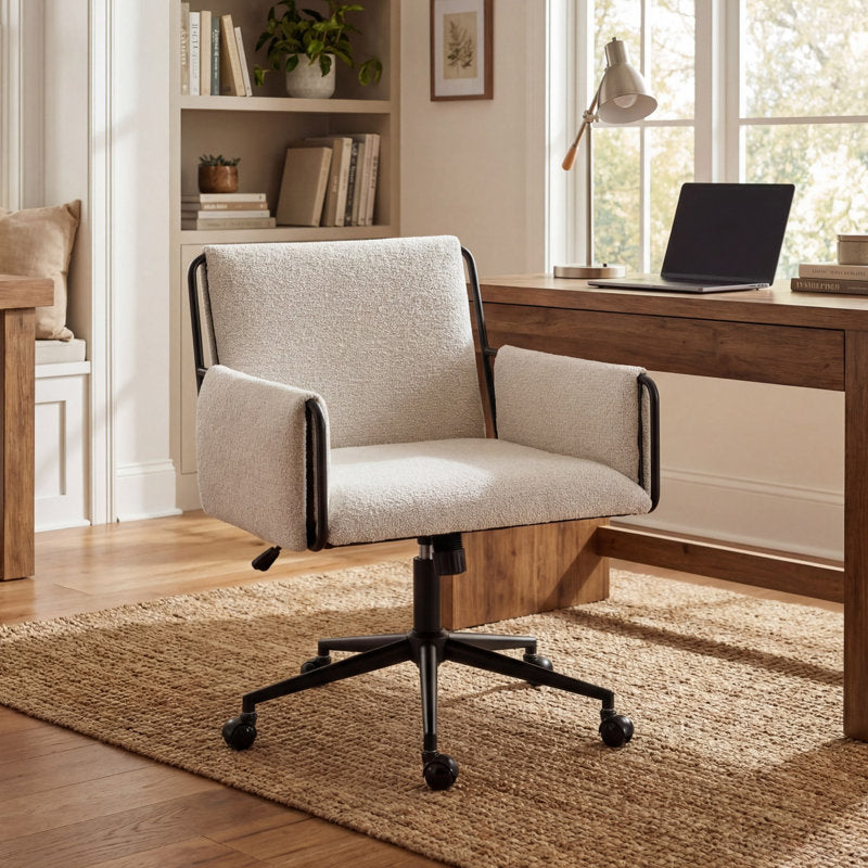 Jabali - Extra Wide Boucle Swivel Office Chair for Home Desk