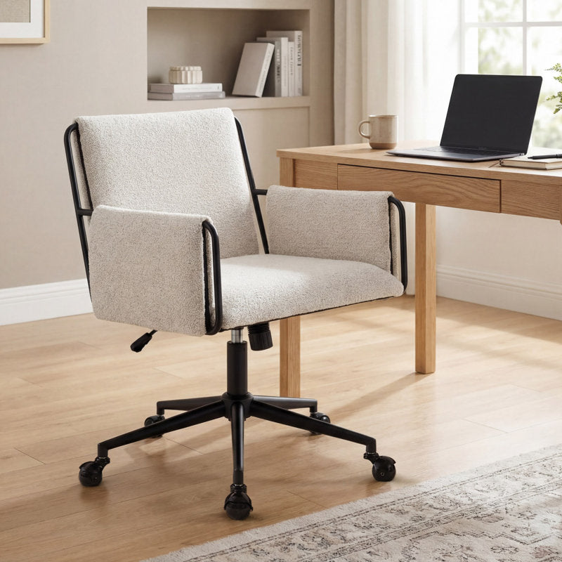 Jabali - Extra Wide Boucle Swivel Office Chair for Home Desk