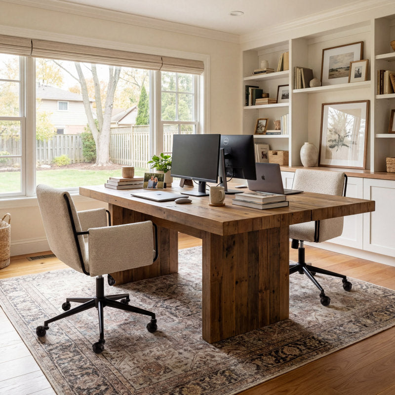 Jabali - Extra Wide Boucle Swivel Office Chair for Home Desk
