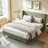 Janine - Queen Corduroy Wingback Bed Upholstered Platform Frame