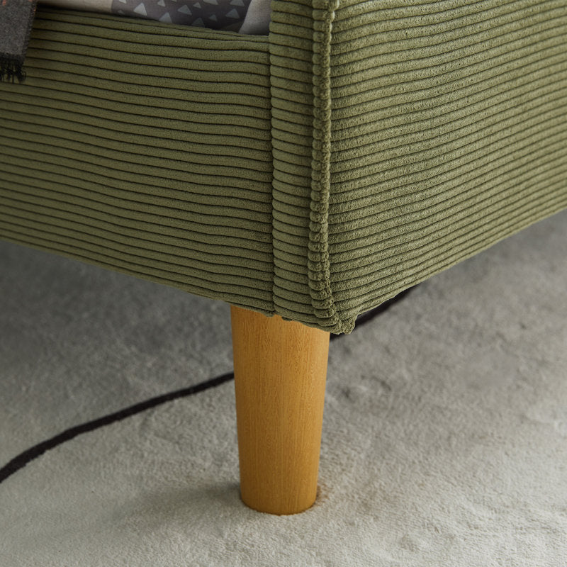 Janine - Queen Corduroy Wingback Bed Upholstered Platform Frame