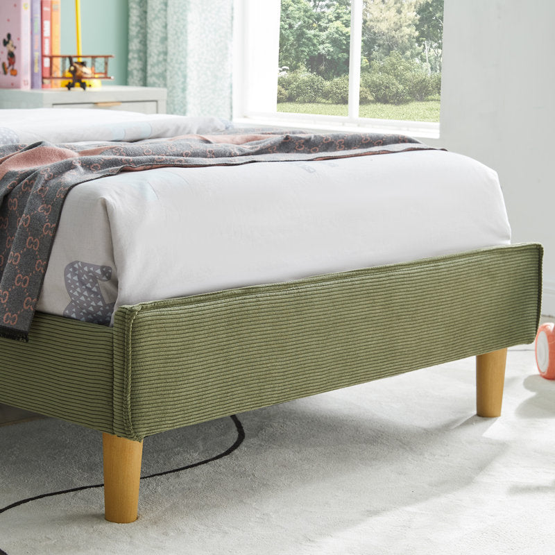 Janine - Queen Corduroy Wingback Bed Upholstered Platform Frame