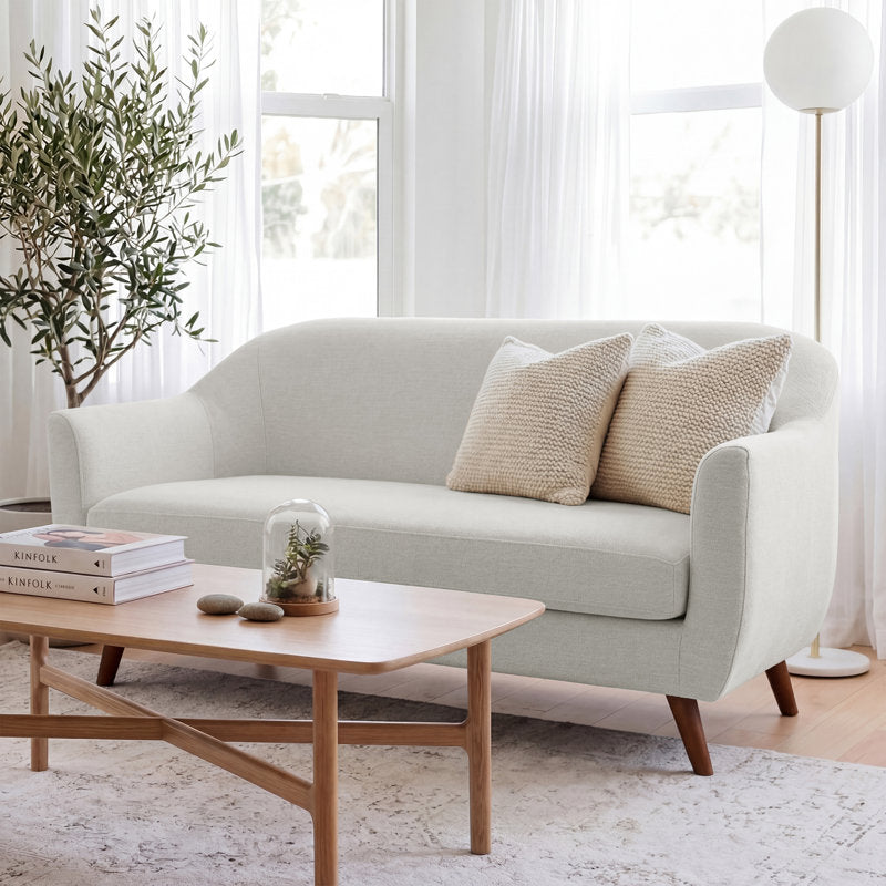 Kaya - 65" Modern Curved Boucle Loveseat Sofa for Living Room