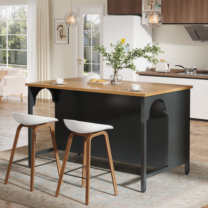 Hearthstone - Kitchen Island Farmhouse Wood & Metal Prep Table