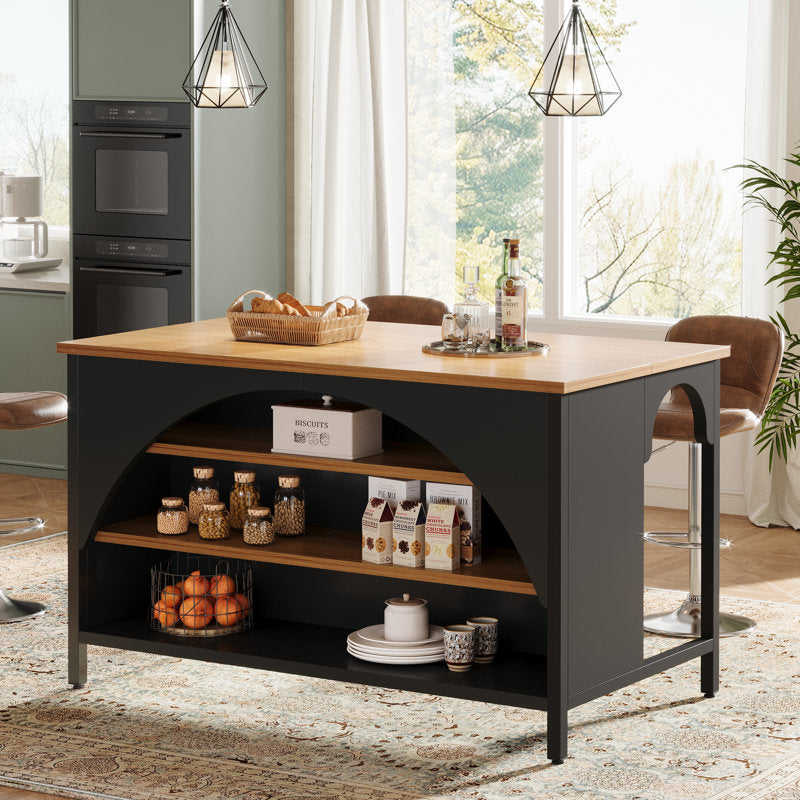 Hearthstone - Kitchen Island Farmhouse Wood & Metal Prep Table