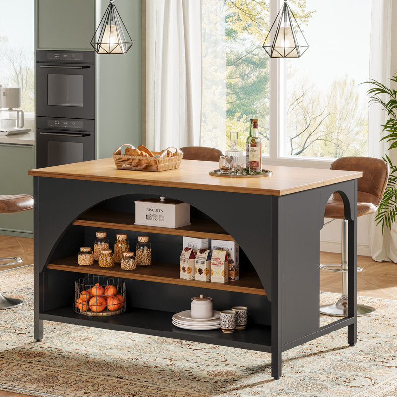 Hearthstone - Kitchen Island Farmhouse Wood & Metal Prep Table