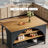 Hearthstone - Kitchen Island Farmhouse Wood & Metal Prep Table