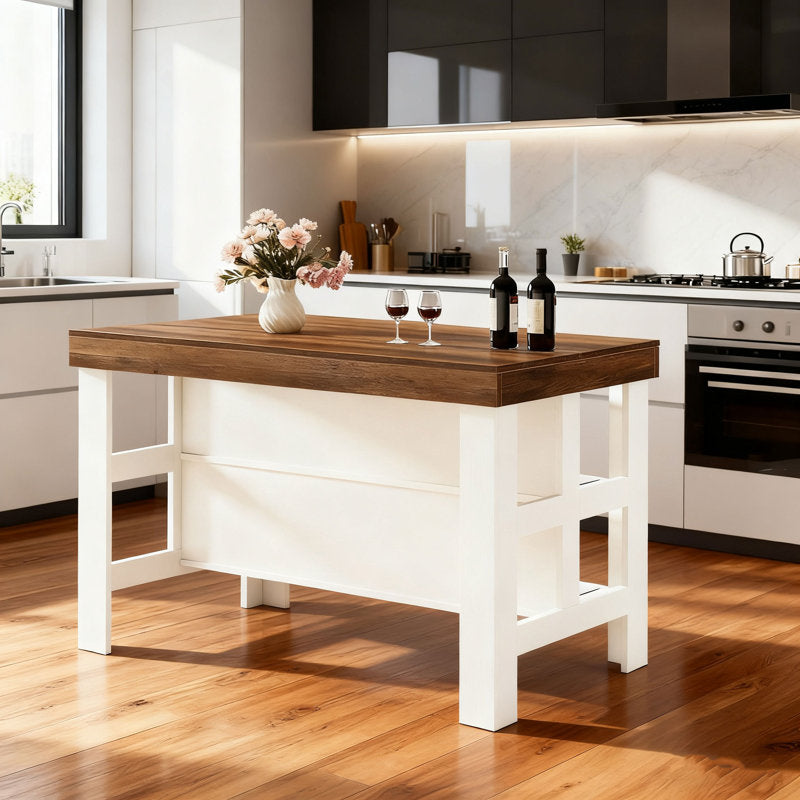 Rustic Hearth - Farmhouse Kitchen Island with Storage for Dining