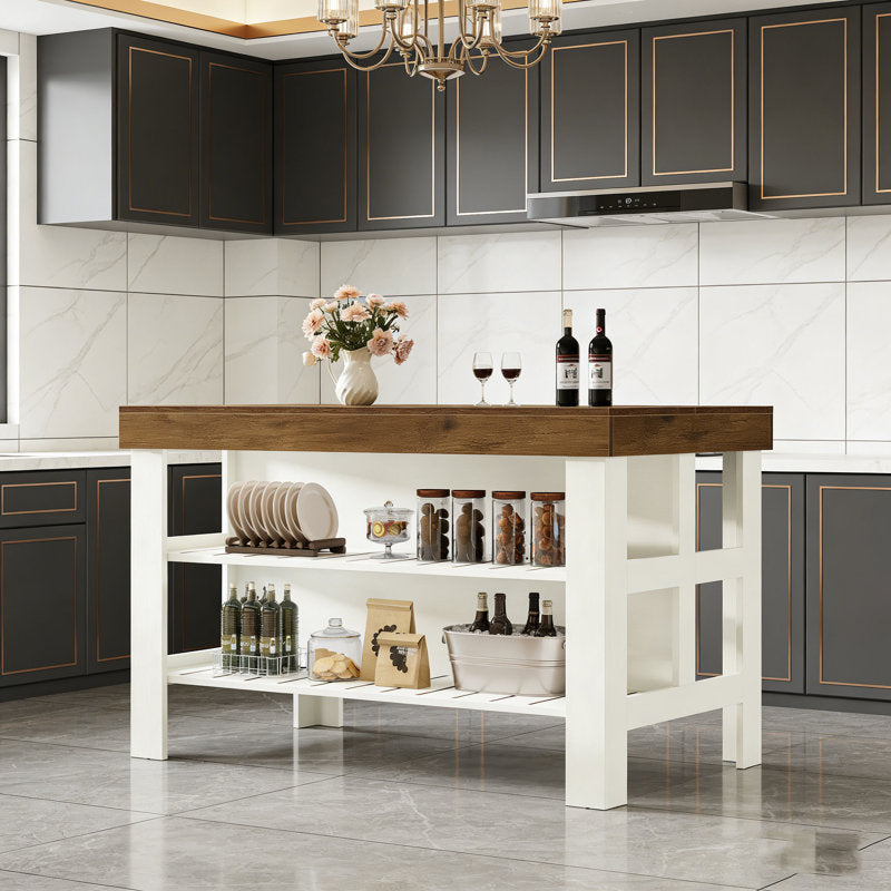 Rustic Hearth - Farmhouse Kitchen Island with Storage for Dining