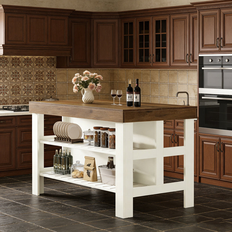 Rustic Hearth - Farmhouse Kitchen Island with Storage for Dining