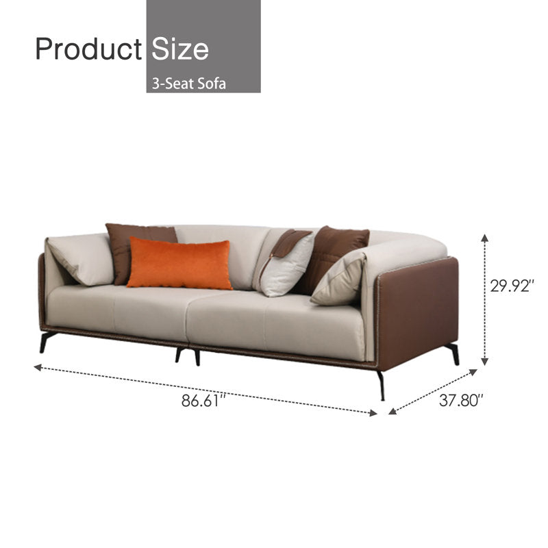 Kutchins - 3-Piece Modern Faux Leather Sofa Set for Living Room