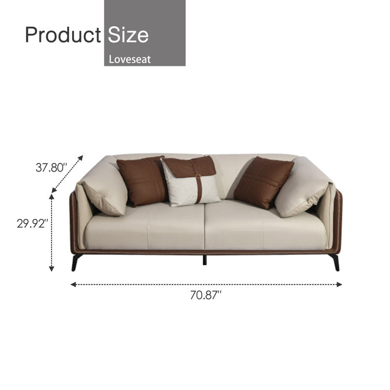 Kutchins - 3-Piece Modern Faux Leather Sofa Set for Living Room