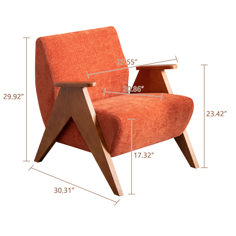 Kyajah - Mid-Century Chenille & Oak Armchair Set for Living Room