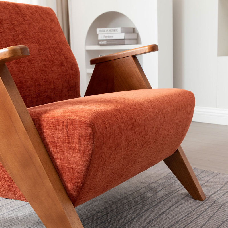 Kyajah - Mid-Century Chenille & Oak Armchair Set for Living Room