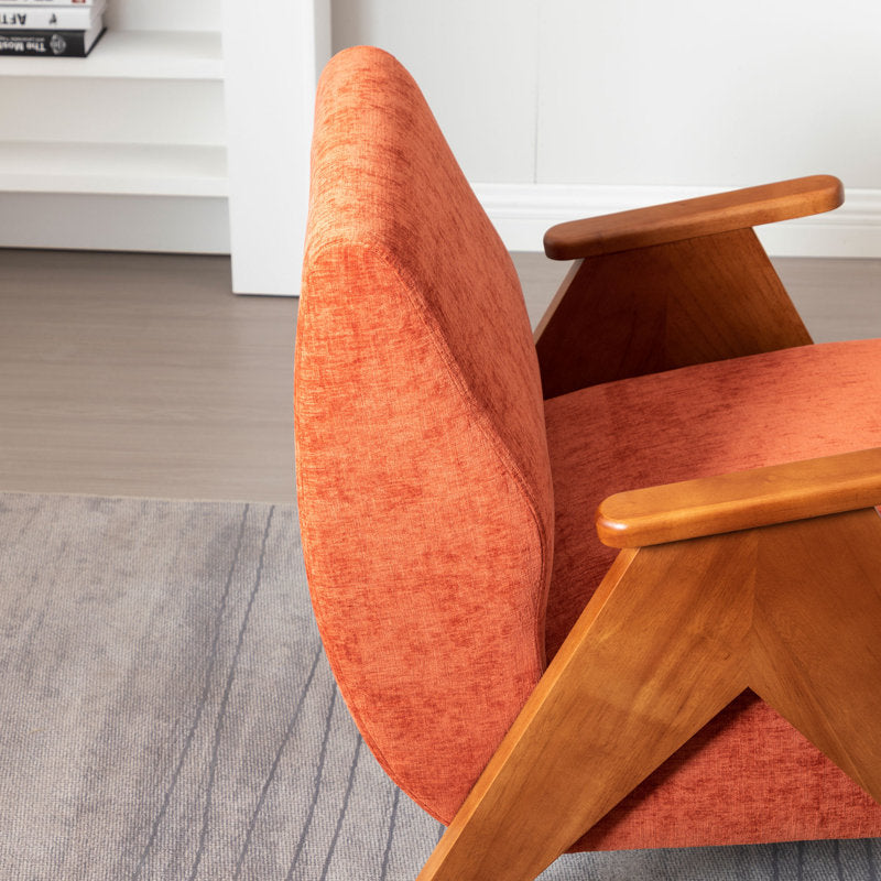 Kyajah - Mid-Century Chenille & Oak Armchair Set for Living Room